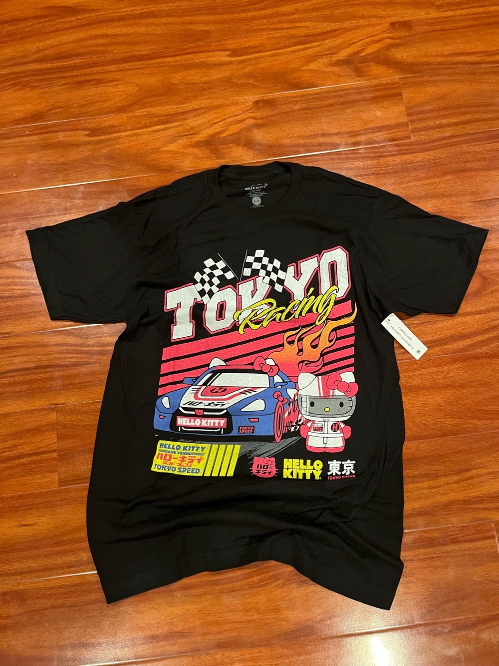 Sanrio Hello Kitty Black Short Sleeve Tokyo Racing Graphic Tee